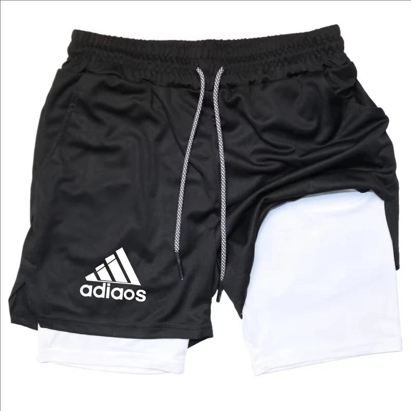 Men'S Compression Shorts Summer Gym Fitness Running Training Sports Shorts Two-In-One Mesh Breathable Quick-Drying Shorts