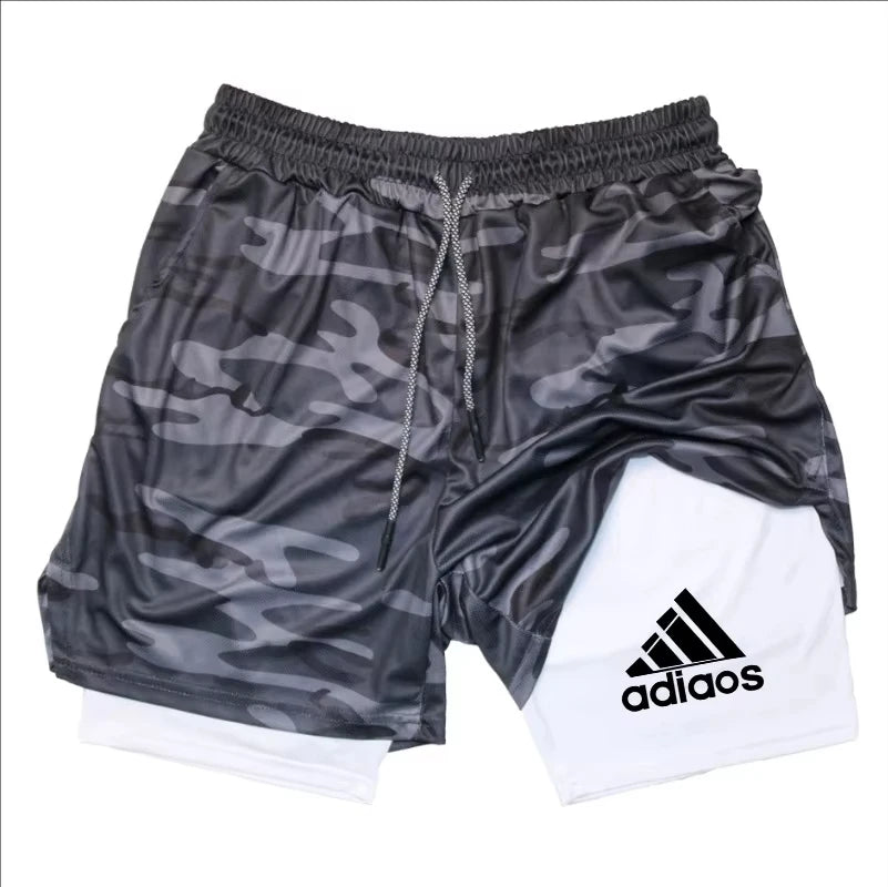 Men'S Compression Shorts Summer Gym Fitness Running Training Sports Shorts Two-In-One Mesh Breathable Quick-Drying Shorts