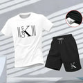 "2025 Men's Breathable sports pattern Printed T-shirt Casual Fashion short-sleeved T-shirt Summer streetwear top Two-piece set.