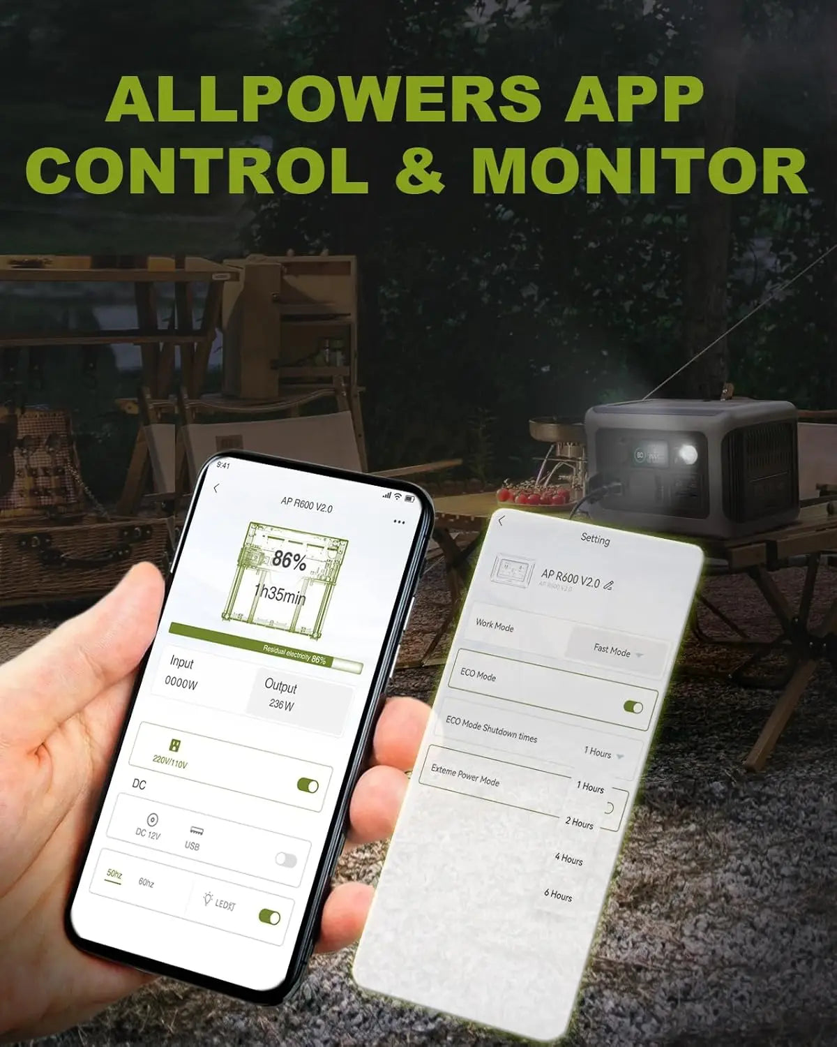 ALLPOWERS Portable Power Station R600, 299Wh LiFeP04 Battery with 2x 600W (1200W Surge) AC Outlets for Outdoor Camping RV Home