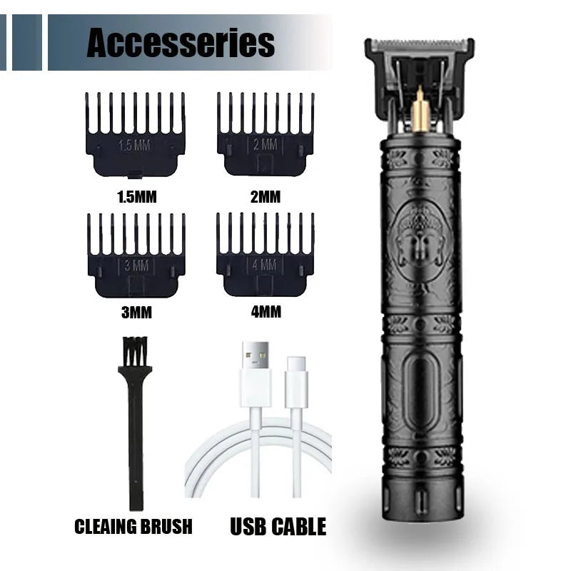 USB Vintage T9 Hair Trimmer - Rechargeable Cordless Hair Clipper w/Nose Hair Trimmer Kit Retro barber Men's Gifts Kit