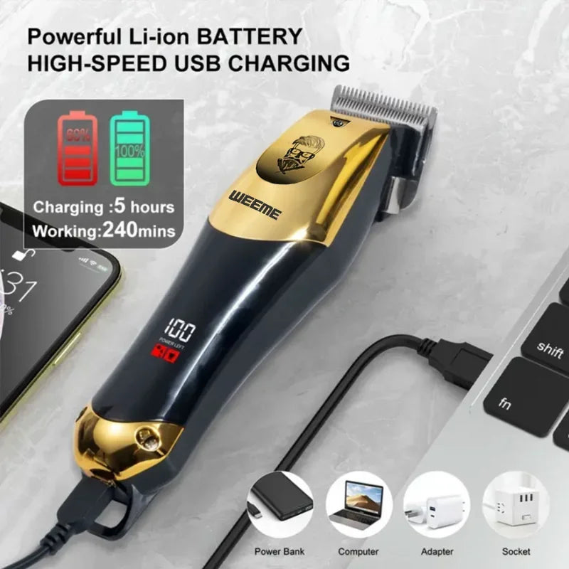 USB Vintage T9 Hair Trimmer - Rechargeable Cordless Hair Clipper w/Nose Hair Trimmer Kit Retro barber Men's Gifts Kit