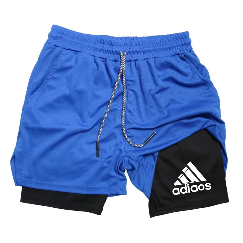 Men'S Compression Shorts Summer Gym Fitness Running Training Sports Shorts Two-In-One Mesh Breathable Quick-Drying Shorts
