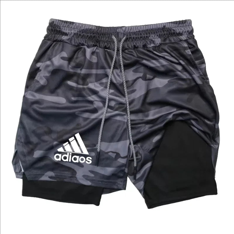 Men'S Compression Shorts Summer Gym Fitness Running Training Sports Shorts Two-In-One Mesh Breathable Quick-Drying Shorts