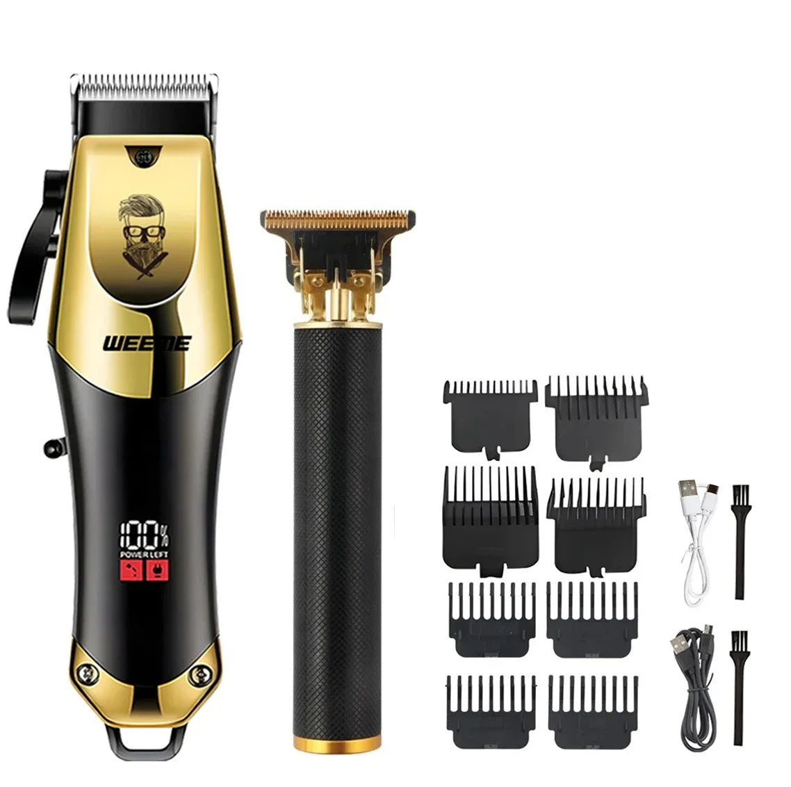 USB Vintage T9 Hair Trimmer - Rechargeable Cordless Hair Clipper w/Nose Hair Trimmer Kit Retro barber Men's Gifts Kit