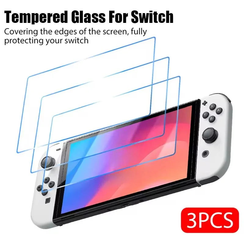 Screen Protector Tempered Glass Compatible with Nintendo Switch OLED 9H HD Clear Protector Film for NS Switch OLED Accessories