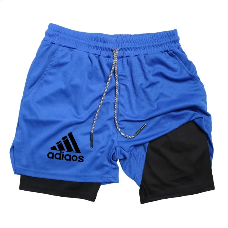 Men'S Compression Shorts Summer Gym Fitness Running Training Sports Shorts Two-In-One Mesh Breathable Quick-Drying Shorts