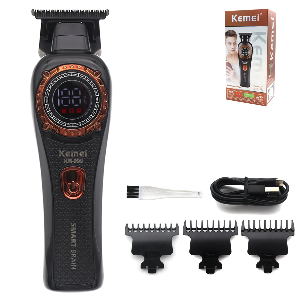 Kemei KM999 Electric HairCut Machine Digital Display Hair Clipper Professional Cordless Precision Adjustment Trimmer Shaver Hair