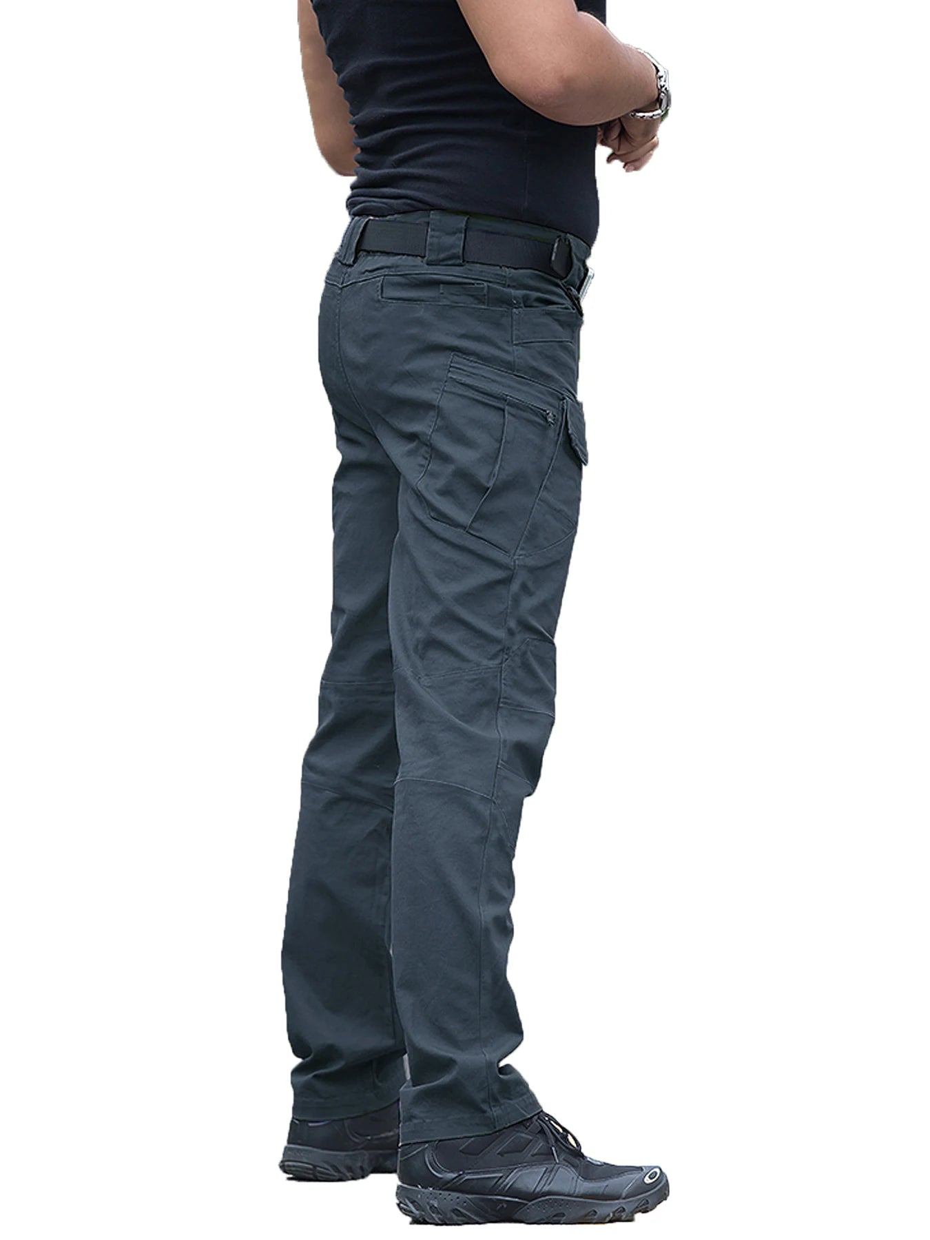 New Large Pocket Loose Overalls Men's Outdoor Sports Jogging Tactical Pants Elastic Waist Pure Cotton Casual Work Pants