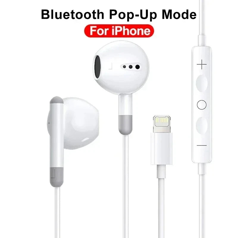 For Apple iPhone 14 Lighting Earphones 13 12 11 Pro Max XR XS X SE 7 8 6 Plus Bluetooth In Ear Wired Earbuds Phone Accessories