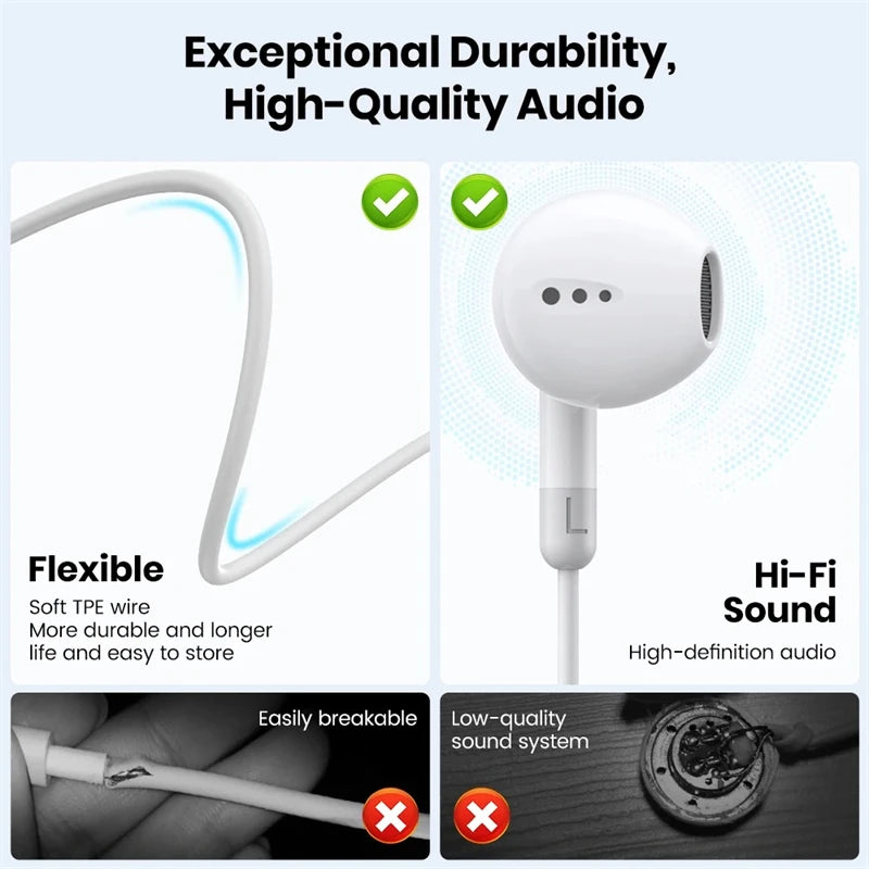 For Apple iPhone 14 Lighting Earphones 13 12 11 Pro Max XR XS X SE 7 8 6 Plus Bluetooth In Ear Wired Earbuds Phone Accessories
