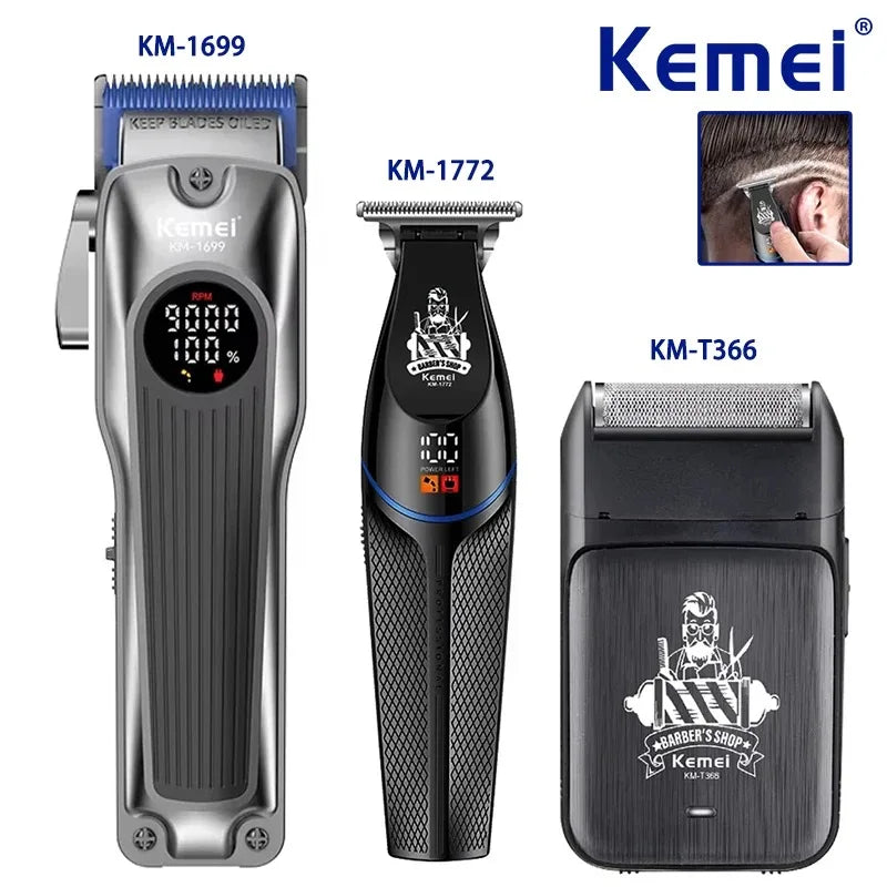 Kemei KM-1699 Electric Hair Clippers KM-1772 USB Rechargeable Hair Trimmer KM-T366 Men Shaver Cordless Haircut Machine 9000rpm