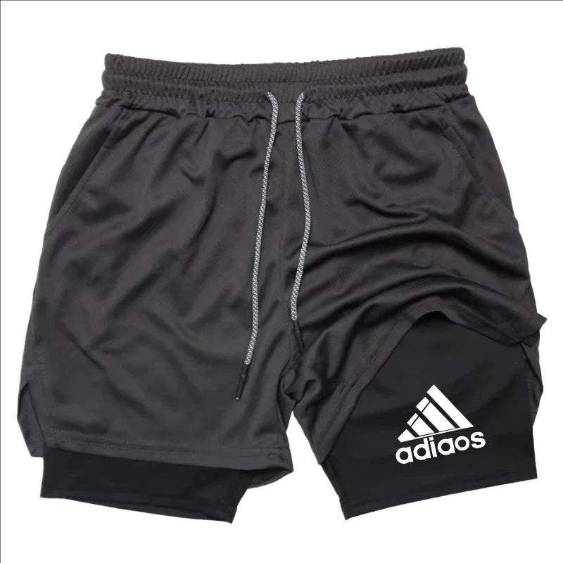 Men'S Compression Shorts Summer Gym Fitness Running Training Sports Shorts Two-In-One Mesh Breathable Quick-Drying Shorts