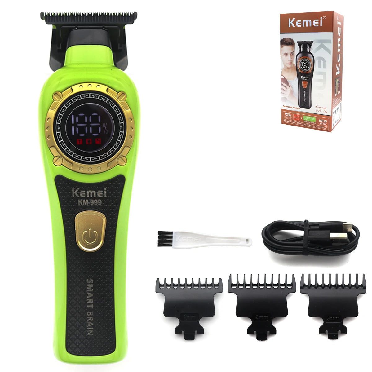 Kemei KM999 Electric HairCut Machine Digital Display Hair Clipper Professional Cordless Precision Adjustment Trimmer Shaver Hair