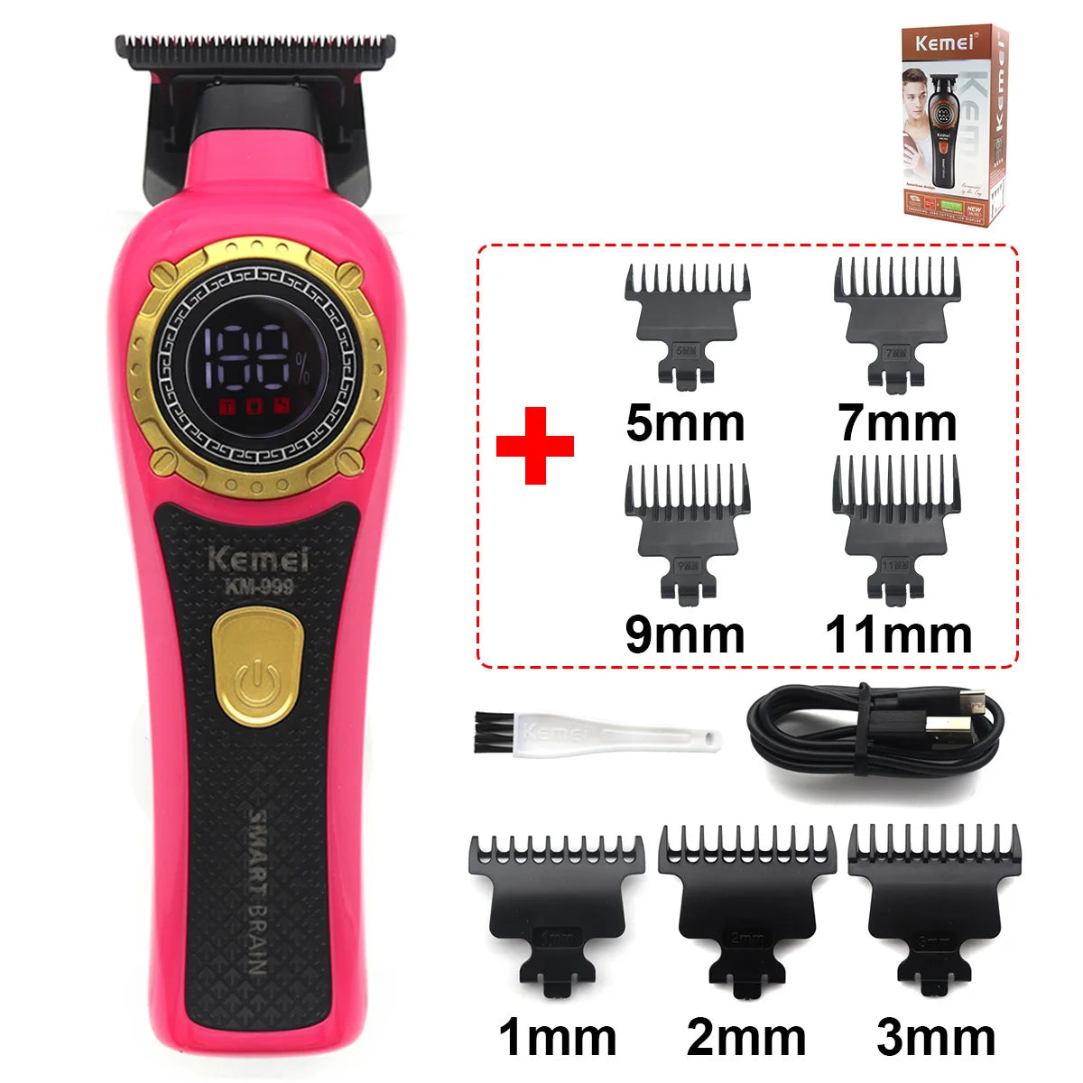 Kemei KM999 Electric HairCut Machine Digital Display Hair Clipper Professional Cordless Precision Adjustment Trimmer Shaver Hair