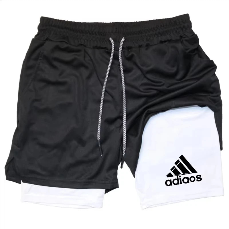 Men'S Compression Shorts Summer Gym Fitness Running Training Sports Shorts Two-In-One Mesh Breathable Quick-Drying Shorts