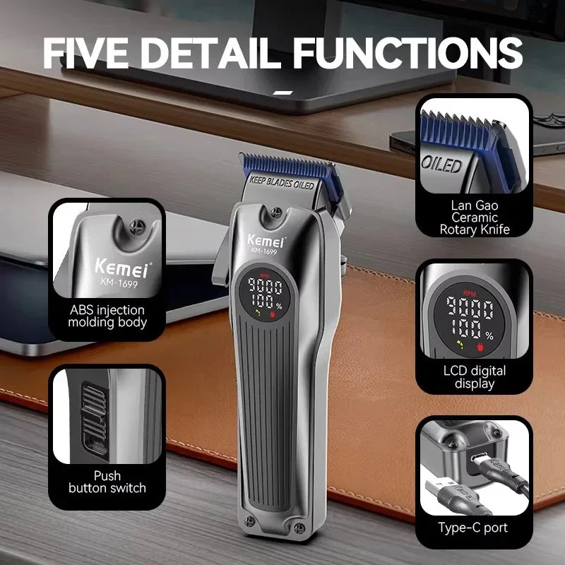 Kemei KM-1699 Electric Hair Clippers KM-1772 USB Rechargeable Hair Trimmer KM-T366 Men Shaver Cordless Haircut Machine 9000rpm
