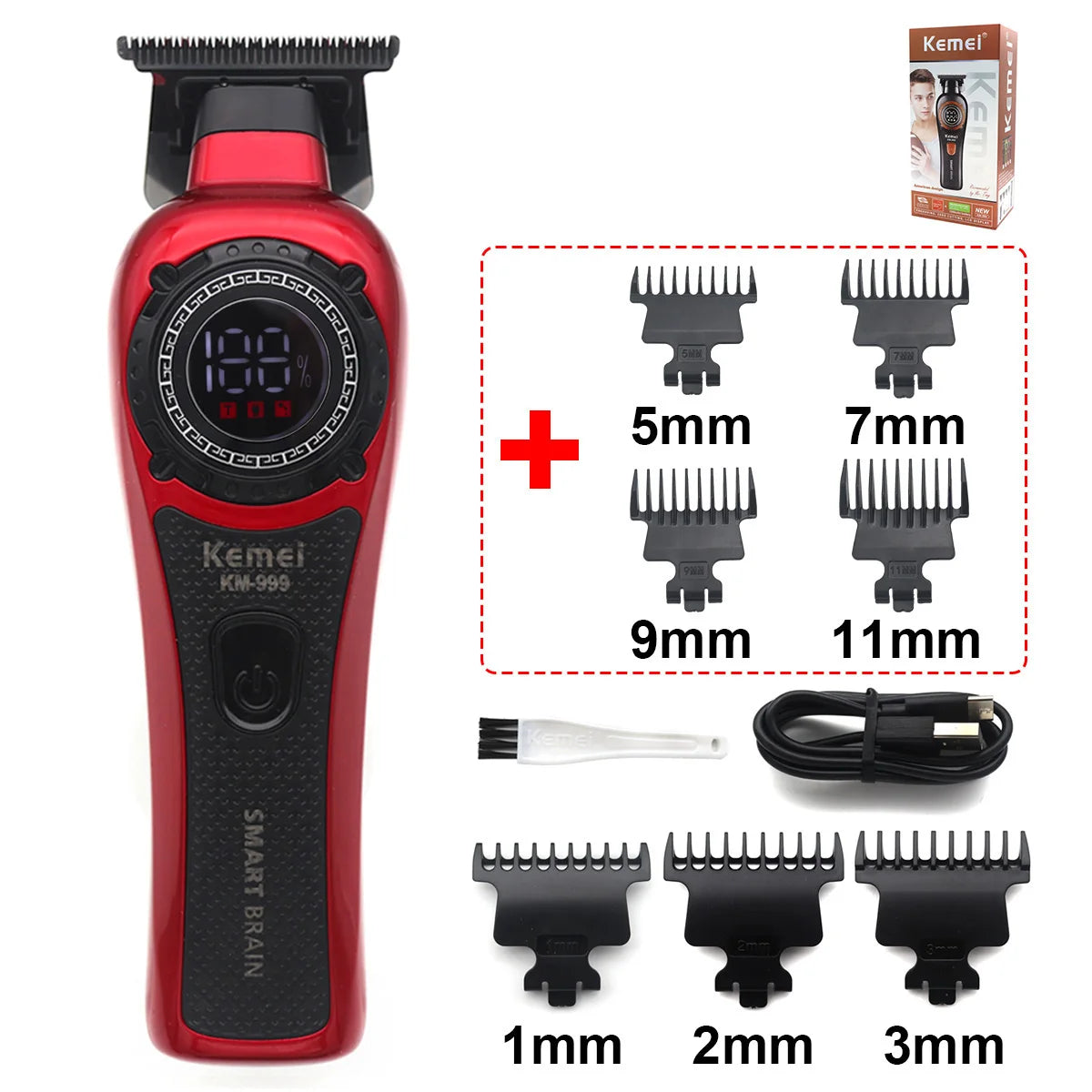 Kemei KM999 Electric HairCut Machine Digital Display Hair Clipper Professional Cordless Precision Adjustment Trimmer Shaver Hair