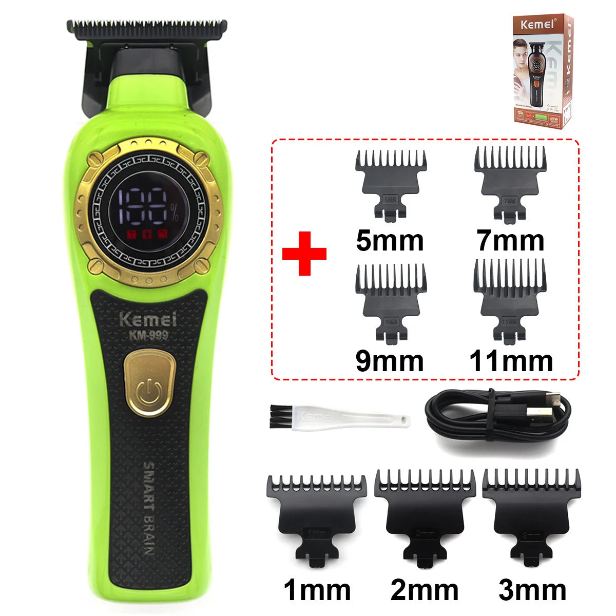 Kemei KM999 Electric HairCut Machine Digital Display Hair Clipper Professional Cordless Precision Adjustment Trimmer Shaver Hair