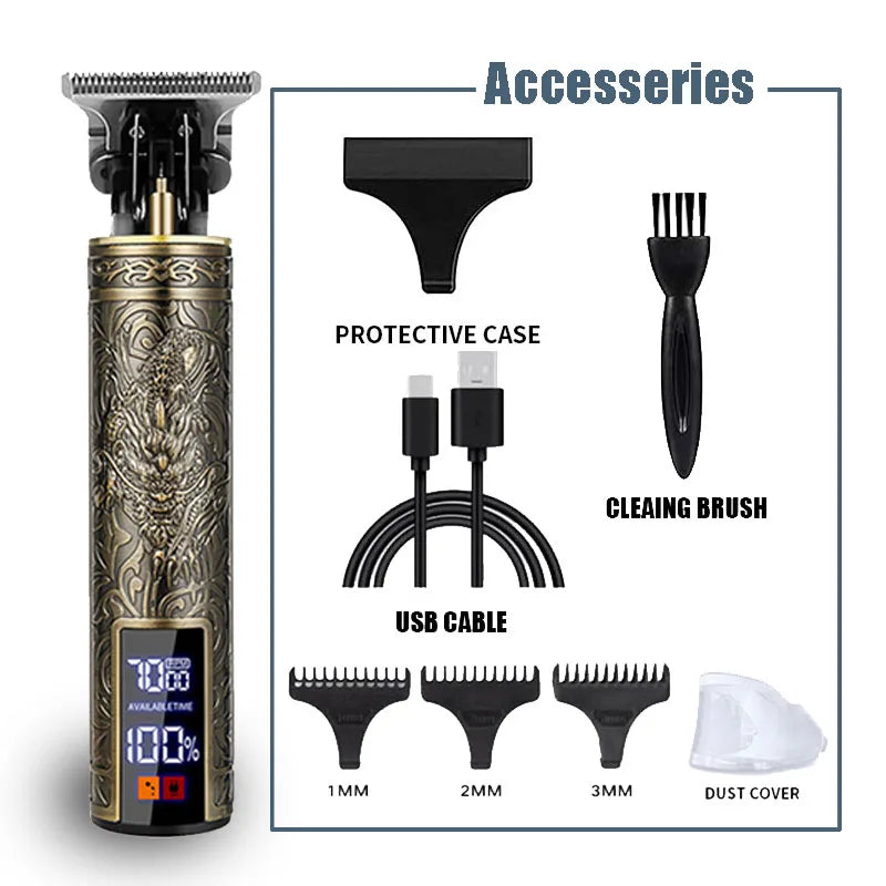 New！T9 Electric Hair Trimmer/Accessories | USB Professional Shaver | 0mm Bald Fade Cutting Machine Portable for Men Home Haircut