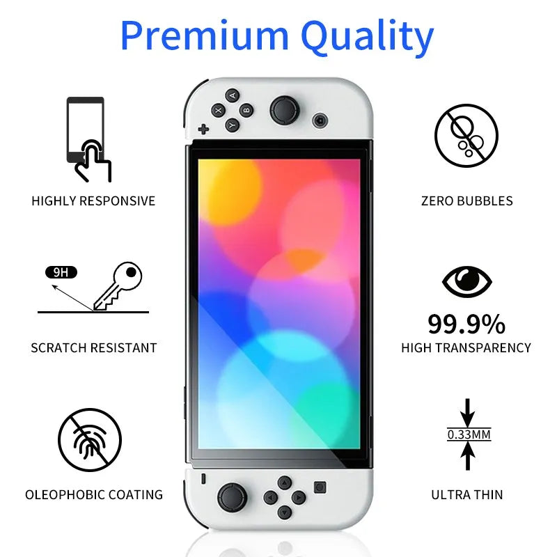 Screen Protector Tempered Glass Compatible with Nintendo Switch OLED 9H HD Clear Protector Film for NS Switch OLED Accessories