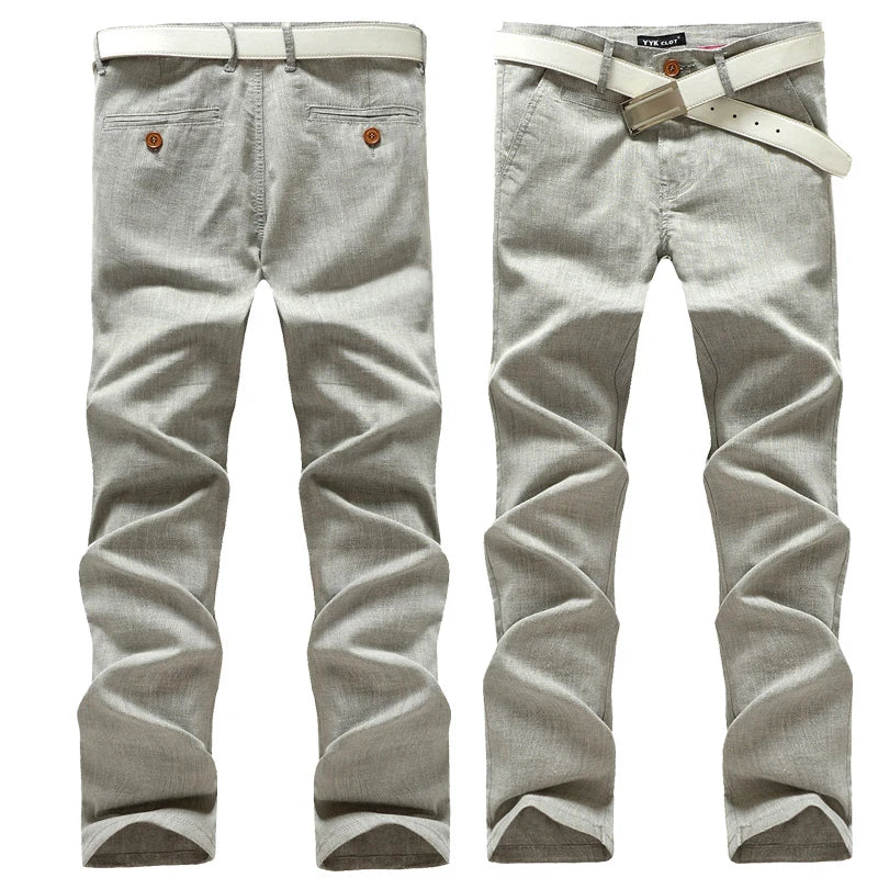 Summer dress pants for men Cotton Casual cargo Pants Man Straight Loose Suit pants Plaid Trousers Male Big size Brand Clothes