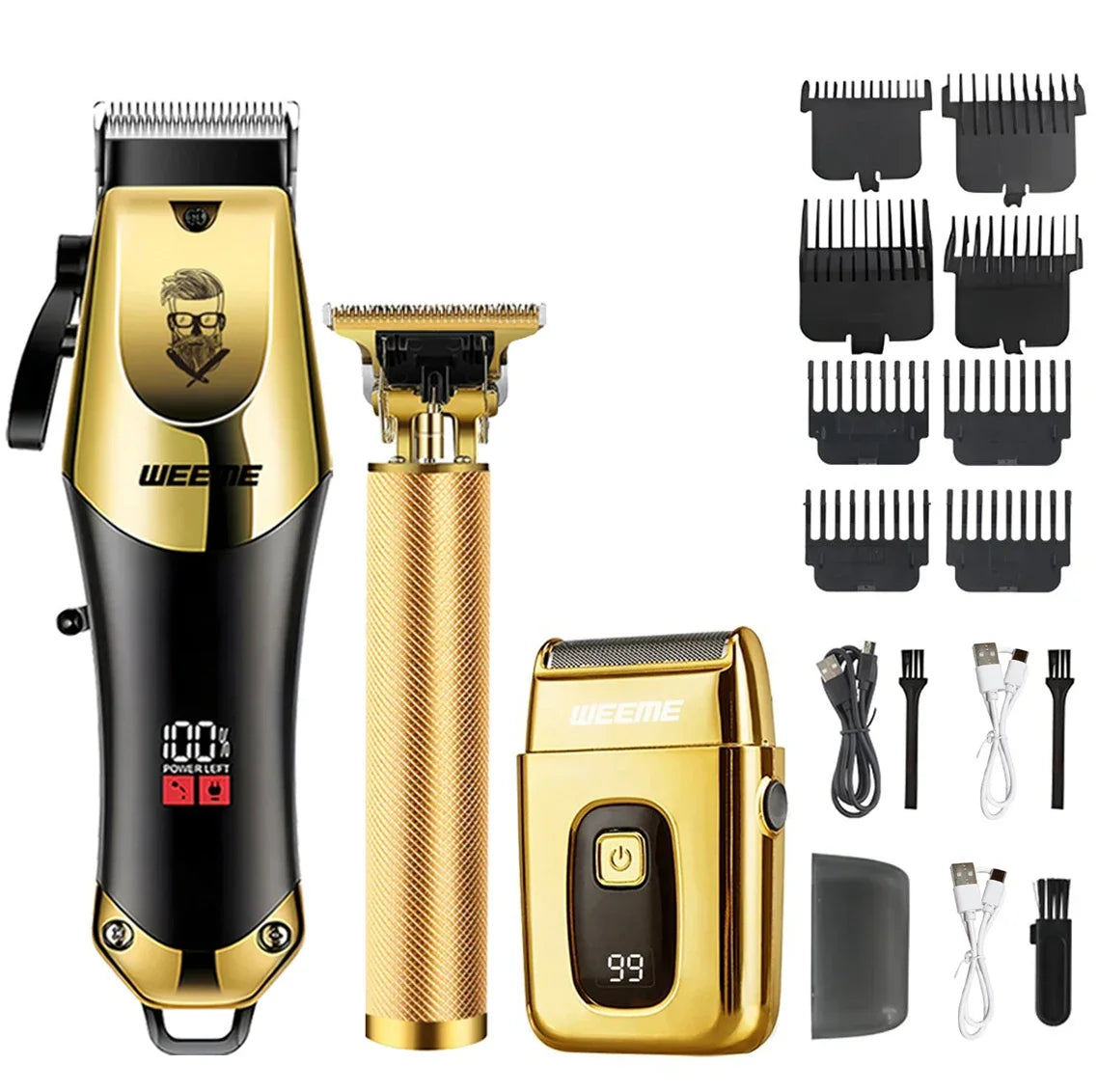 USB Vintage T9 Hair Trimmer - Rechargeable Cordless Hair Clipper w/Nose Hair Trimmer Kit Retro barber Men's Gifts Kit
