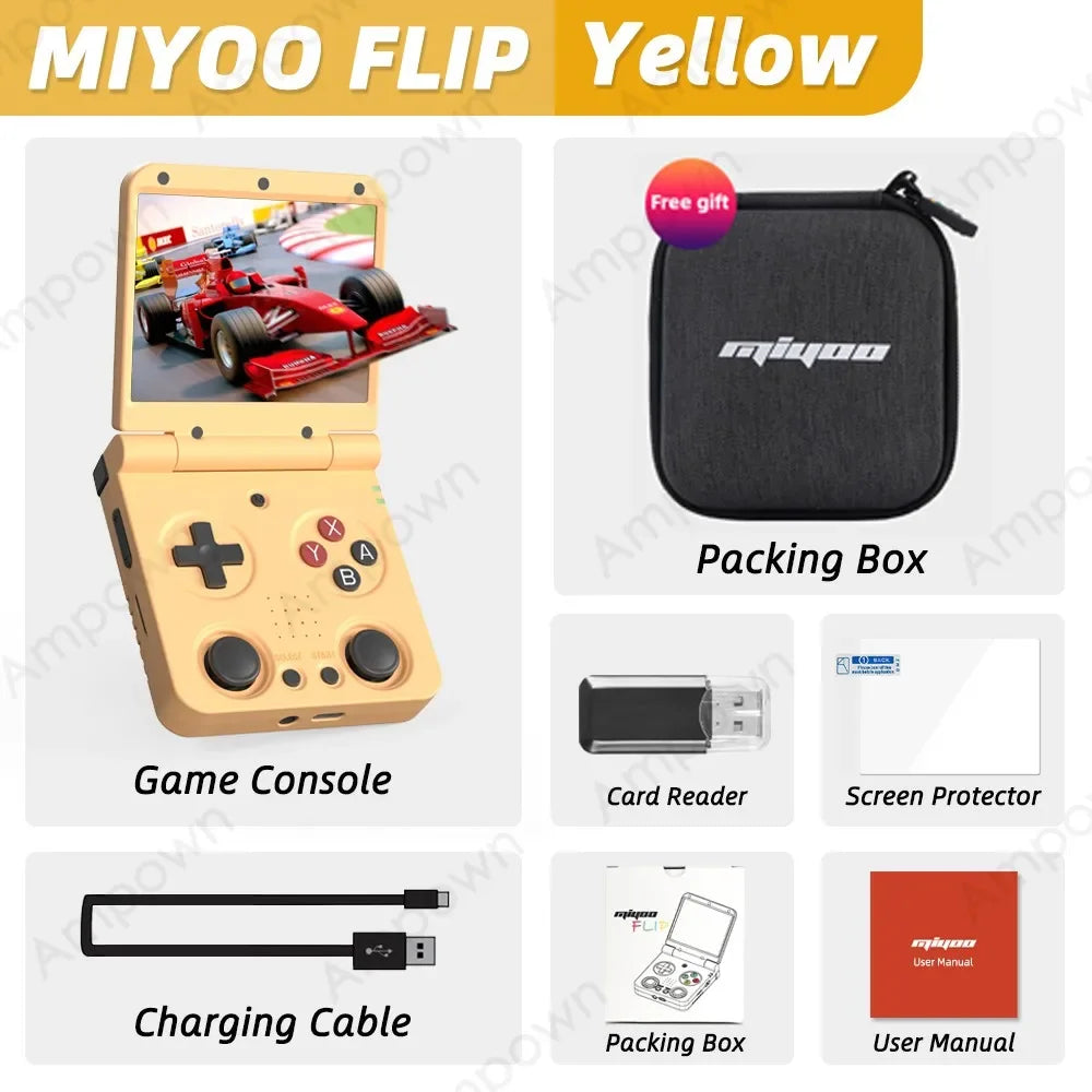 MIYOO Flip V2 Handheld Game Players 3.5''IPS Screen Linux System Onion OS Video Game Consoles Free Storage Bag Gamer Gift Gaming