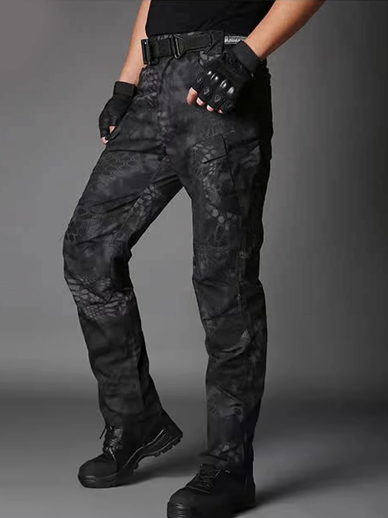 New Large Pocket Loose Overalls Men's Outdoor Sports Jogging Tactical Pants Elastic Waist Pure Cotton Casual Work Pants