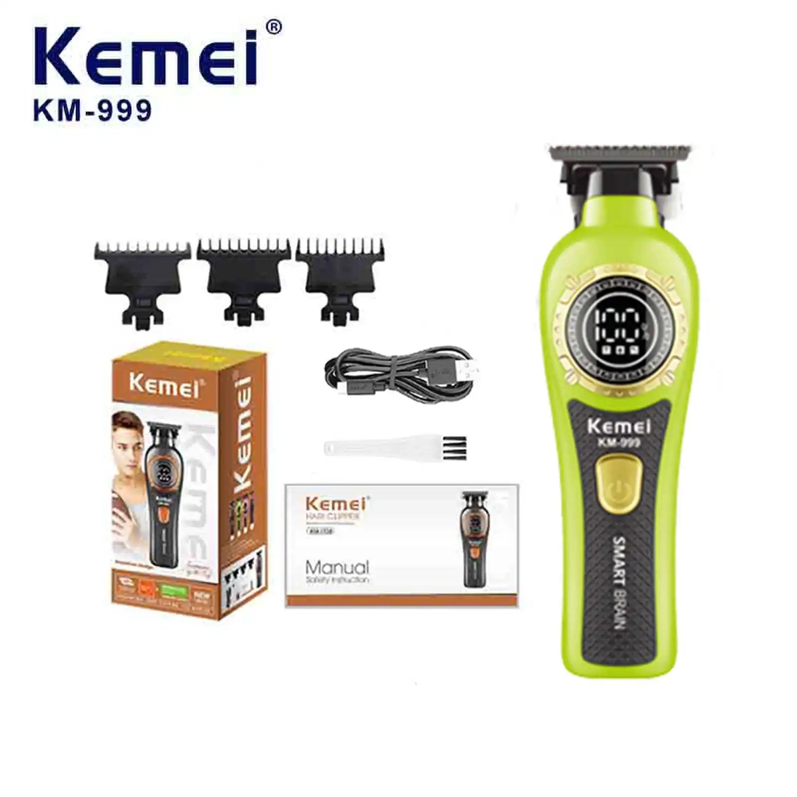Kemei KM999 Electric HairCut Machine Digital Display Hair Clipper Professional Cordless Precision Adjustment Trimmer Shaver Hair