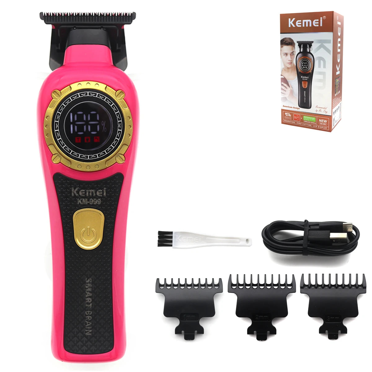 Kemei KM999 Electric HairCut Machine Digital Display Hair Clipper Professional Cordless Precision Adjustment Trimmer Shaver Hair